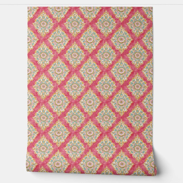 Boho Diamond Pattern Wallpaper (Unrolling)