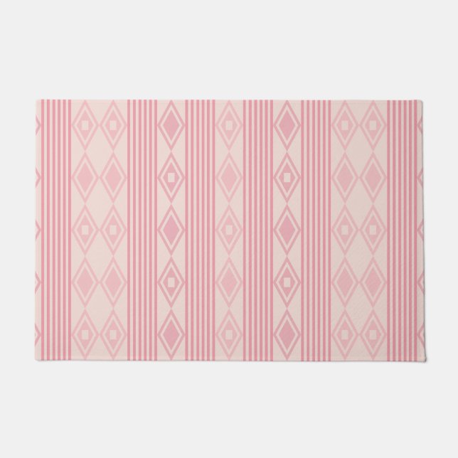 Boho Diamonds Stripes Pink Vanilla Doormat (Front)