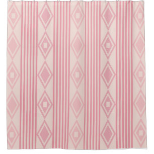 Boho Diamonds Stripes Pink Vanilla Shower Curtain