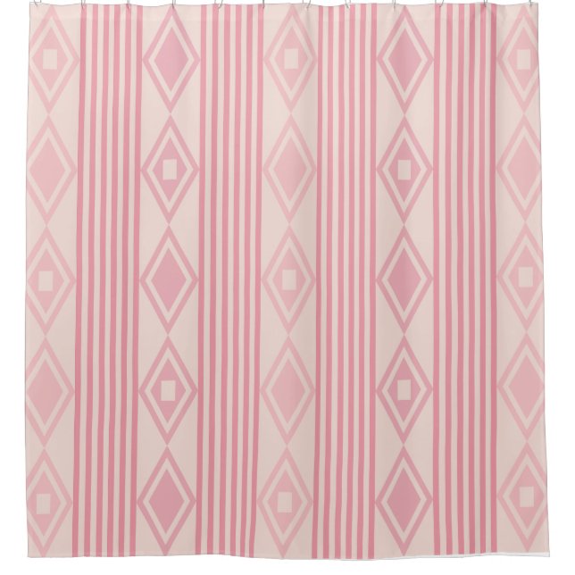 Boho Diamonds Stripes Pink Vanilla Shower Curtain (Front)