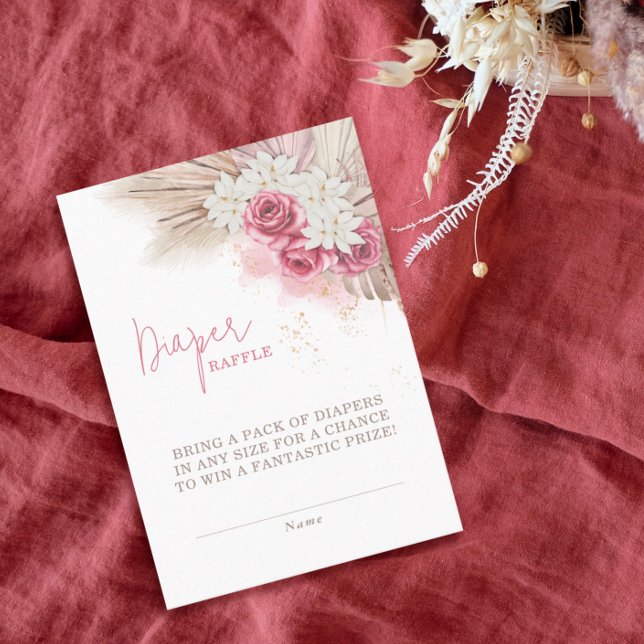 Boho Diaper Raffle Card Pampas Grass Baby Shower (Creator Uploaded)