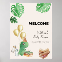 Boho Dino Storybook Balloon Baby Shower Welcome 