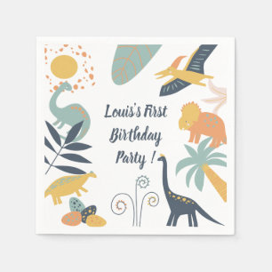 Boho Dinosaur Baby Birthday Party Napkin