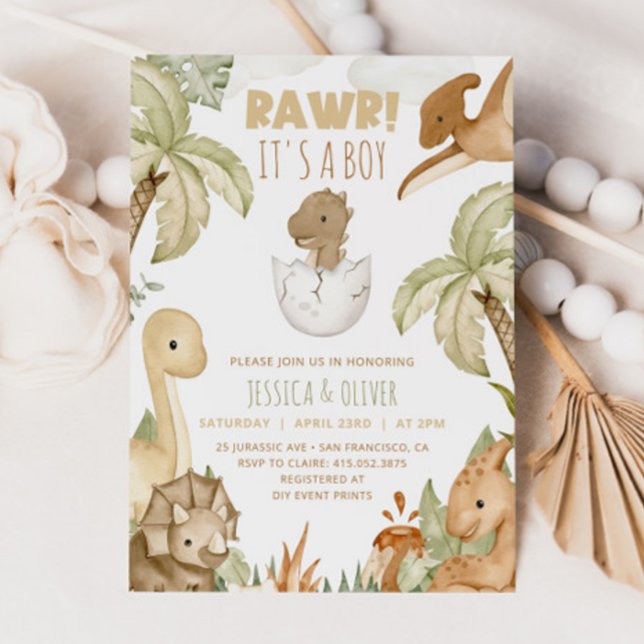 BOHO DINOSAUR Baby Shower Invitation, It's A Boy Invitation (Creator Uploaded)