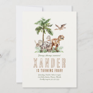 Boho Dinosaur Boy Birthday Party Invitation