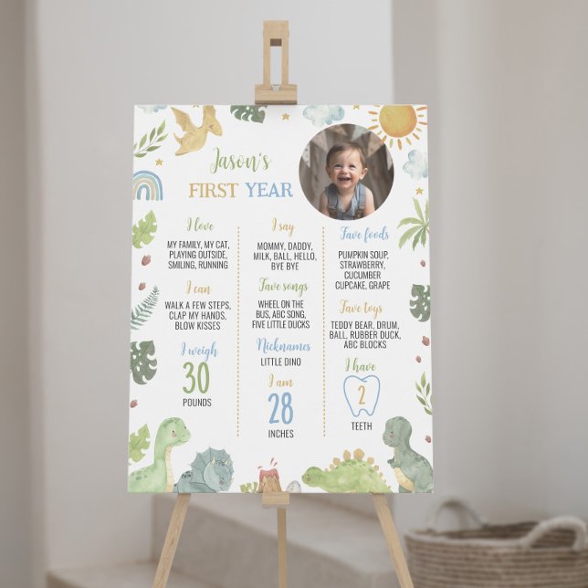 Boho Dinosaur Roar First Birthday Milestone Sign (Creator Uploaded)