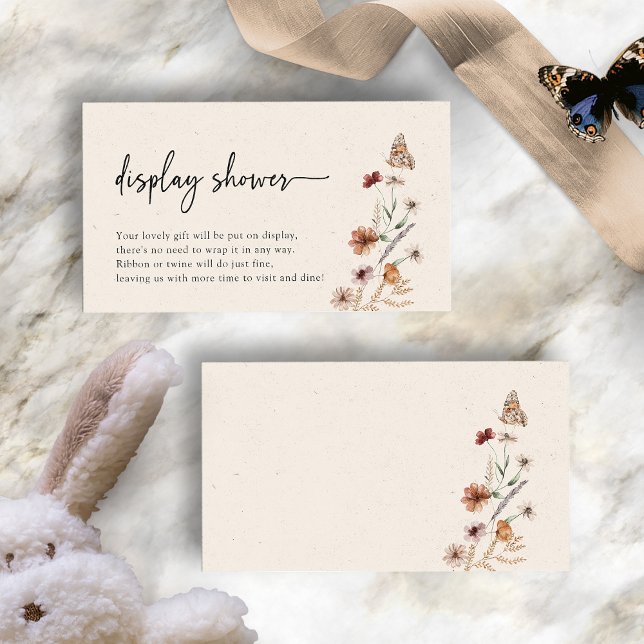 Boho Display Shower Enclosure Card (Boho Wildflower Display Shower Enclosure Card with Butterfly by Painted Paperie
)
