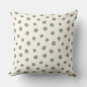 Boho Ditsy Sage Green Floral Cottage Core Neutral Cushion