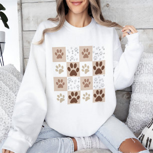 Boho Dog Paw Chequered Pattern Sweatshirt
