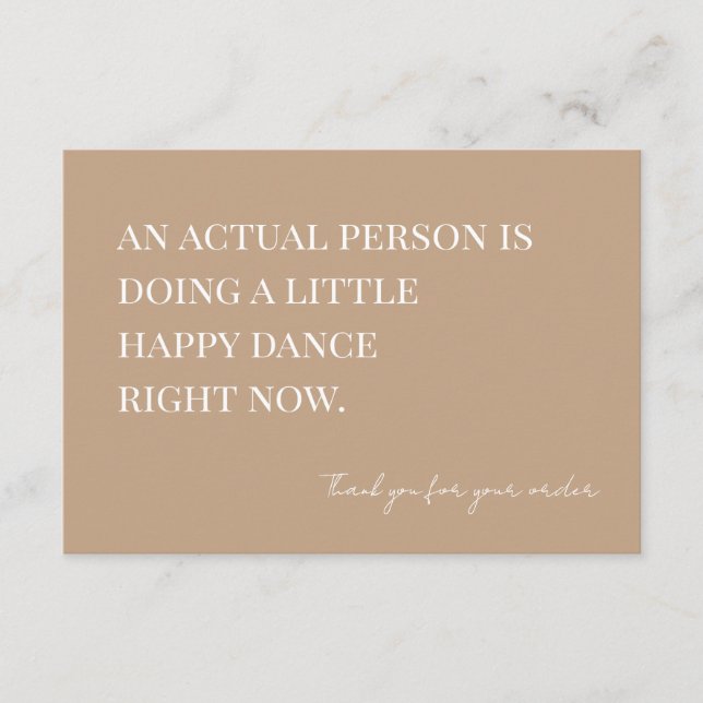 Boho Doing A Little Happy Dance Small Business Thank You Card (Front)