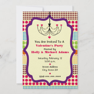 Boho Dots Funky Chandelier Valentine's Party Invitation