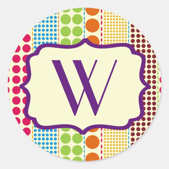 Boho Dots Monogram Sticker (Front)
