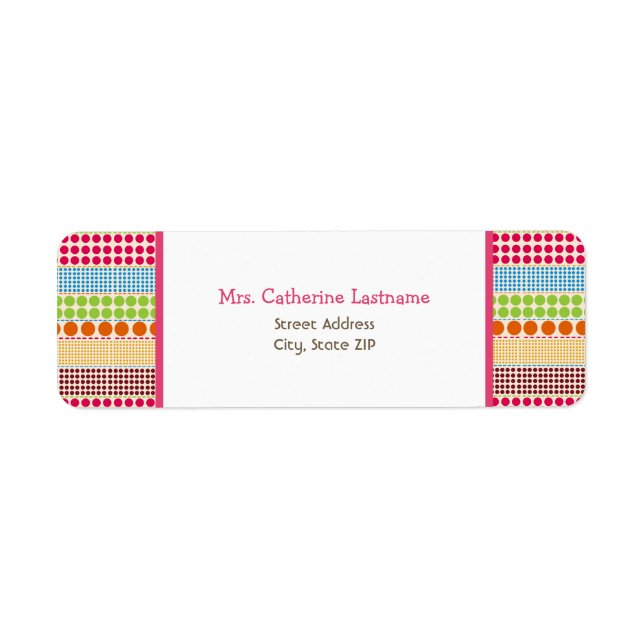 Boho Dots & Pink Address Label Sticker (Front)