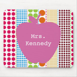 Boho Dots Pink Apple Teacher Mouse Mat