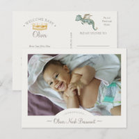 Boho Dragon Photo Birth Announcement Postcard