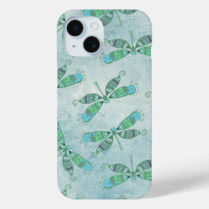 Boho Dragonflies in Blue iPhone 15 Case