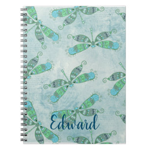 Boho Dragonflies in Blue Notebook