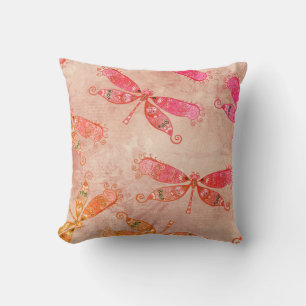 Boho Dragonflies in Pink Cushion