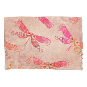 Boho Dragonflies in Pink Pillowcase