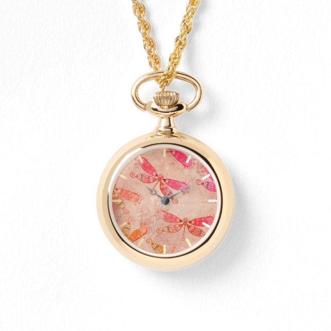 Boho Dragonflies in Pink Watch (Front)