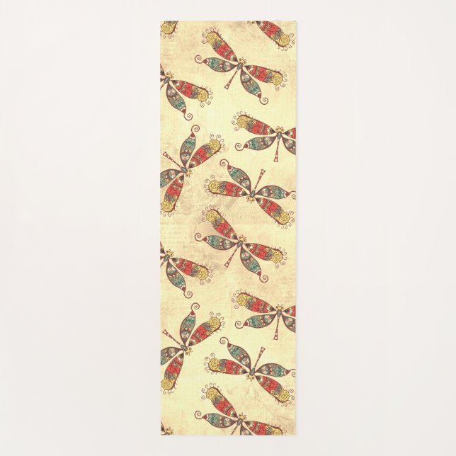 Boho Dragonflies in Sepia Yoga Mat (Front)