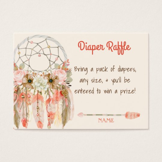 Boho Dream Catcher Baby Shower Diaper Raffle Business Card
