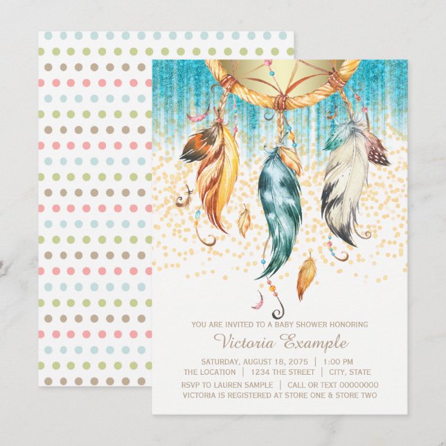 Boho Dream Catcher Baby Shower Invitation (Front/Back)