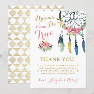 Boho Dream Catcher Baby Shower Thank You Card