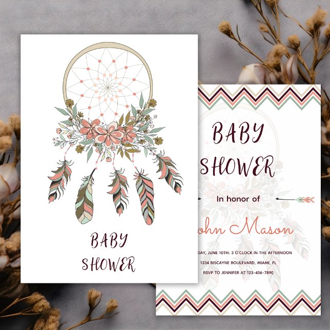 Boho Dream Catcher Beads Baby Shower Invitation (Creator Uploaded)
