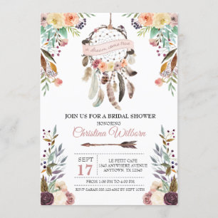 Boho Dream Catcher Dusky Bridal Shower Invitation