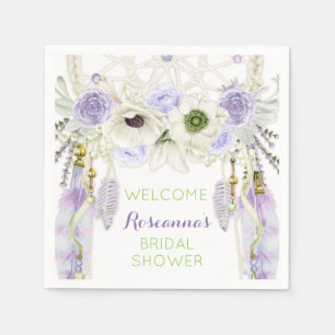 Boho Dream Catcher Feather Tribal Lavender Napkin