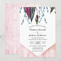 Boho Dream Catcher & Feathers Wedding Invitation