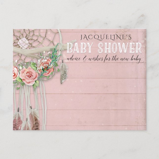 BOHO Dream Catcher Floral Advise Girl Baby Shower Postcard (Front)