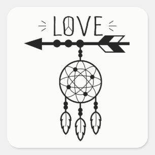 Boho Dream Catcher Love Native American Tribal Square Sticker