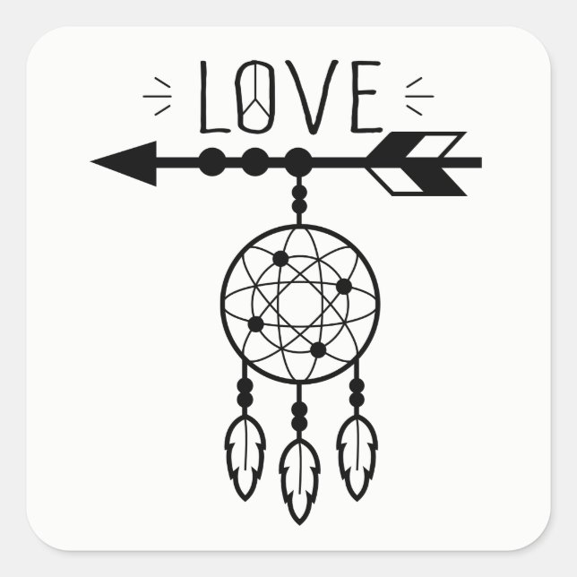 Boho Dream Catcher Love Native American Tribal Square Sticker (Front)