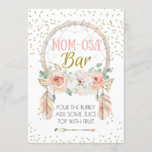 Boho Dream-catcher Momosa Bar Sign 5x7" Invitation