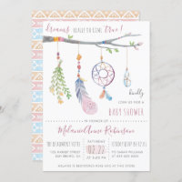Boho Dream Catcher & Tribal Feathers Baby Shower