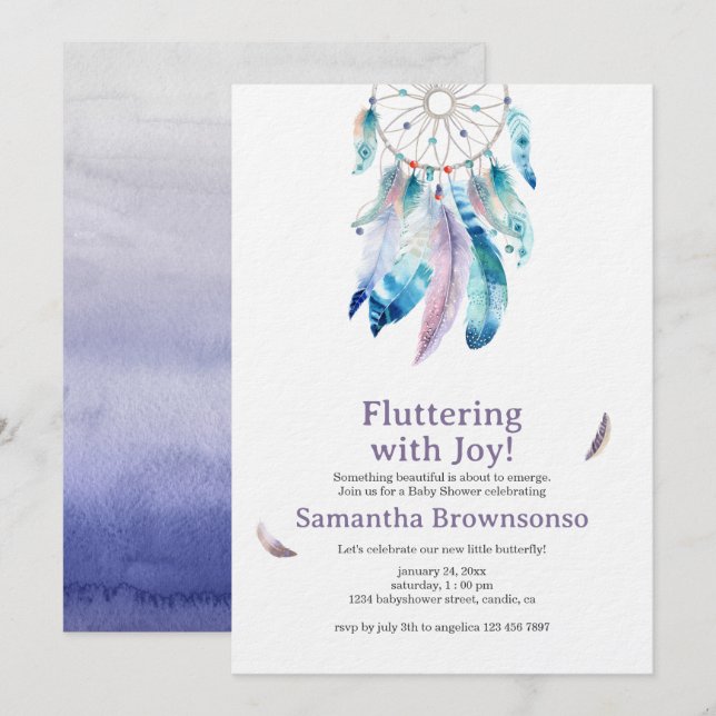 Boho Dreamcatcher Baby Shower Invitation (Front/Back)