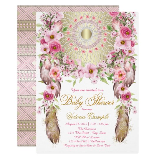 Boho Dreamcatcher Baby Shower Invitations