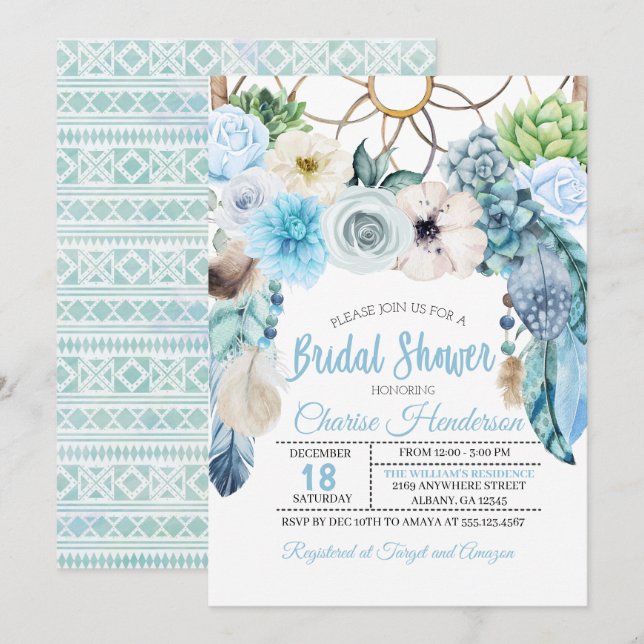 Boho Dreamcatcher Bridal Shower Invitation (Front/Back)