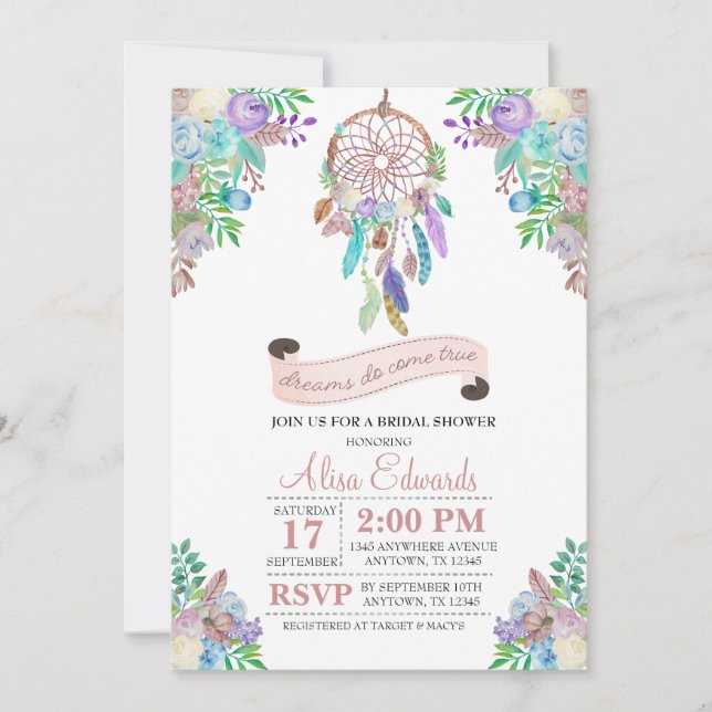Boho Dreamcatcher Bridal Shower Invitation (Front)