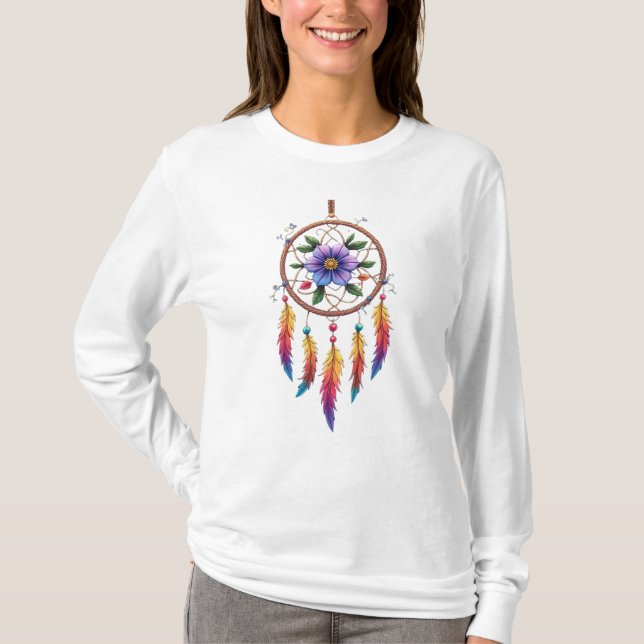 Boho Dreamcatcher Design Long Sleeve for Peaceful T-Shirt (Front)