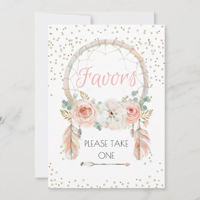 Boho Dreamcatcher Favour Sign 5x7" Invitation (Front)