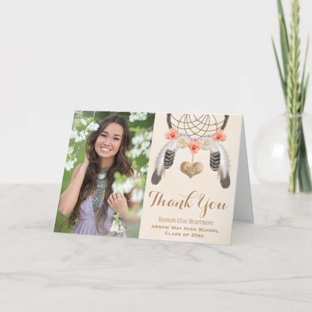 BOHO DREAMCATCHER GRADUATION THANK YOU CARD (Front)