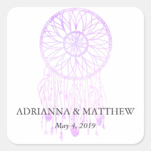 Boho Dreamcatcher Lavender Chic Tribal Wedding Square Sticker
