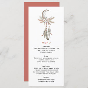 Boho Dreamcatcher Pampas Grass Feathers Floral Menu