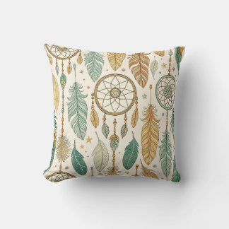 Boho Dreamcatcher Pillow, Feather and Dreamcatcher Cushion