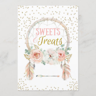 Boho Dreamcatcher Sweets Treats Sign 5x7" Invitation
