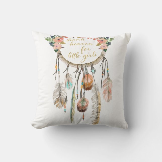 Boho Dreamcatcher Thank Heaven Little Girls Pillow (Front)