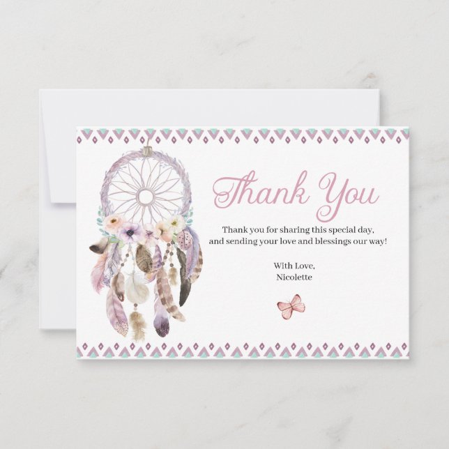 Boho Dreamcatcher Thank You Card (Front)